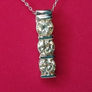 Moissanite 3 Stone Necklace